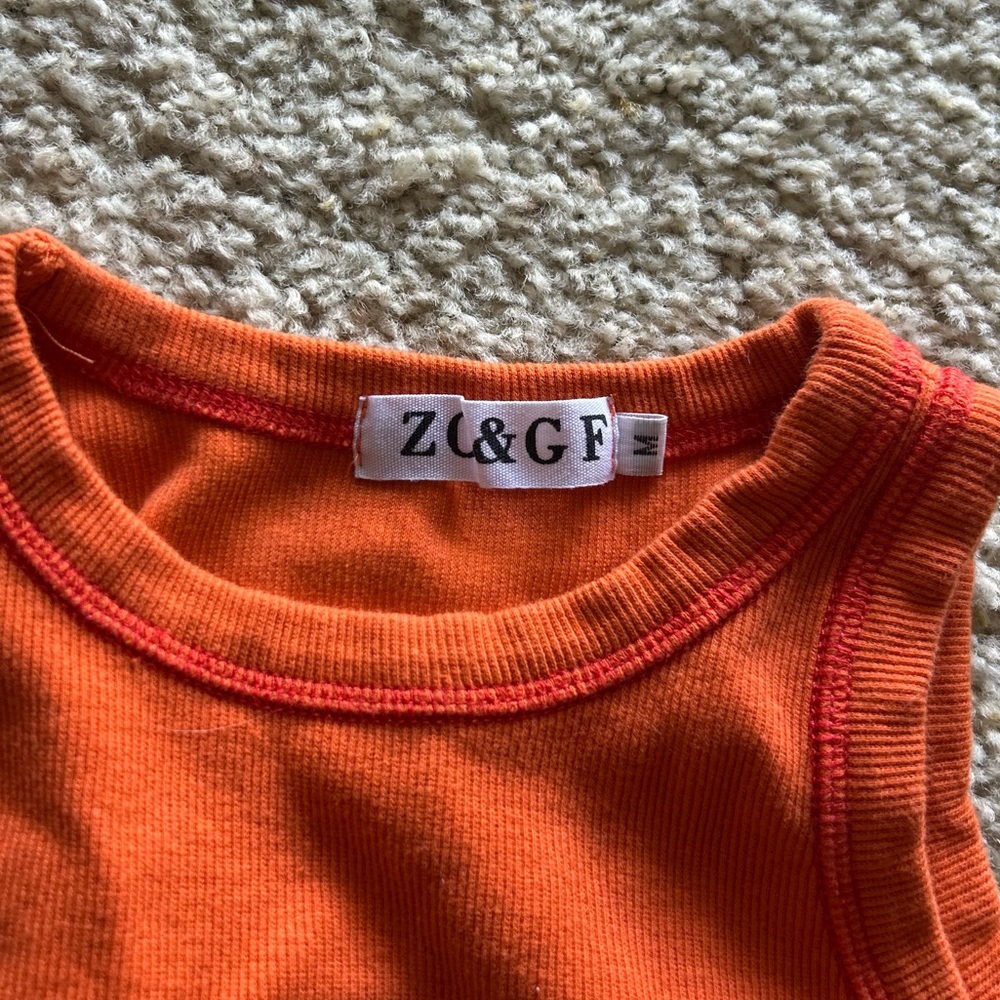 ZC&GF Bright Orange Ribbed Tank Top - Picture 2 of 3